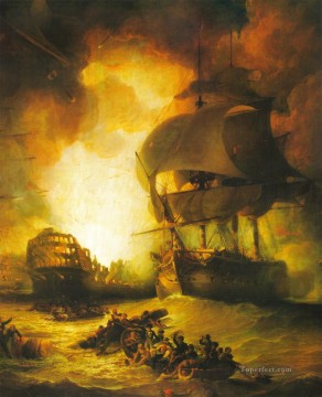 Landscapes Painting - overboard on sea battle